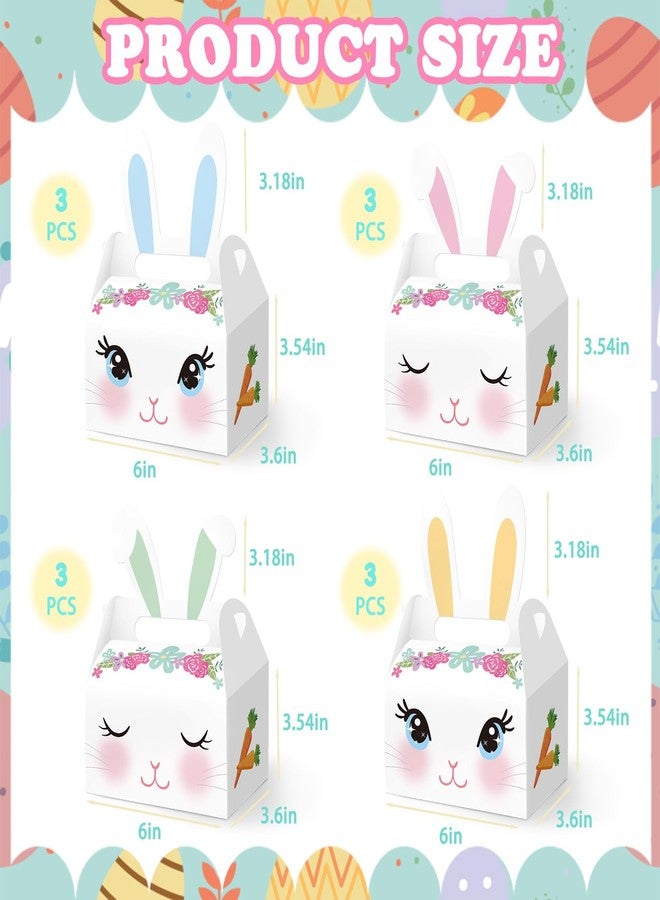 WEEPA Easter Treat Boxes 12 Pcs Happy Easter Party Favor Gift Box Cute Bunny Eggs Basket with Handle Rabbit Candy Goodies Box for Easter Party Decorations - Image 3